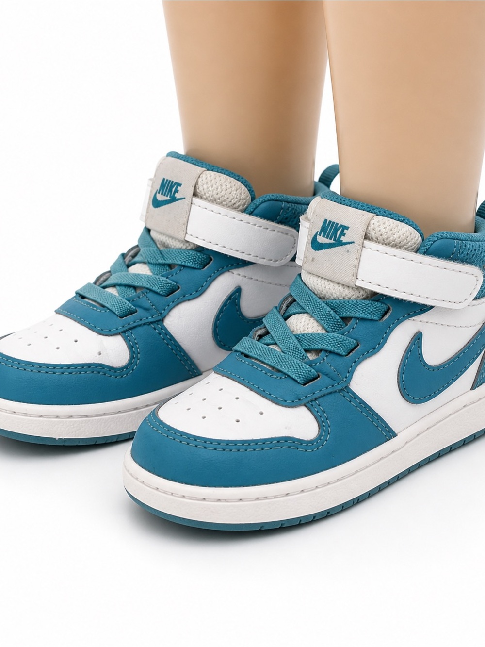 Nike Court Borough Mid Toddler Blue White Kids Sneakers Velcro Shoes